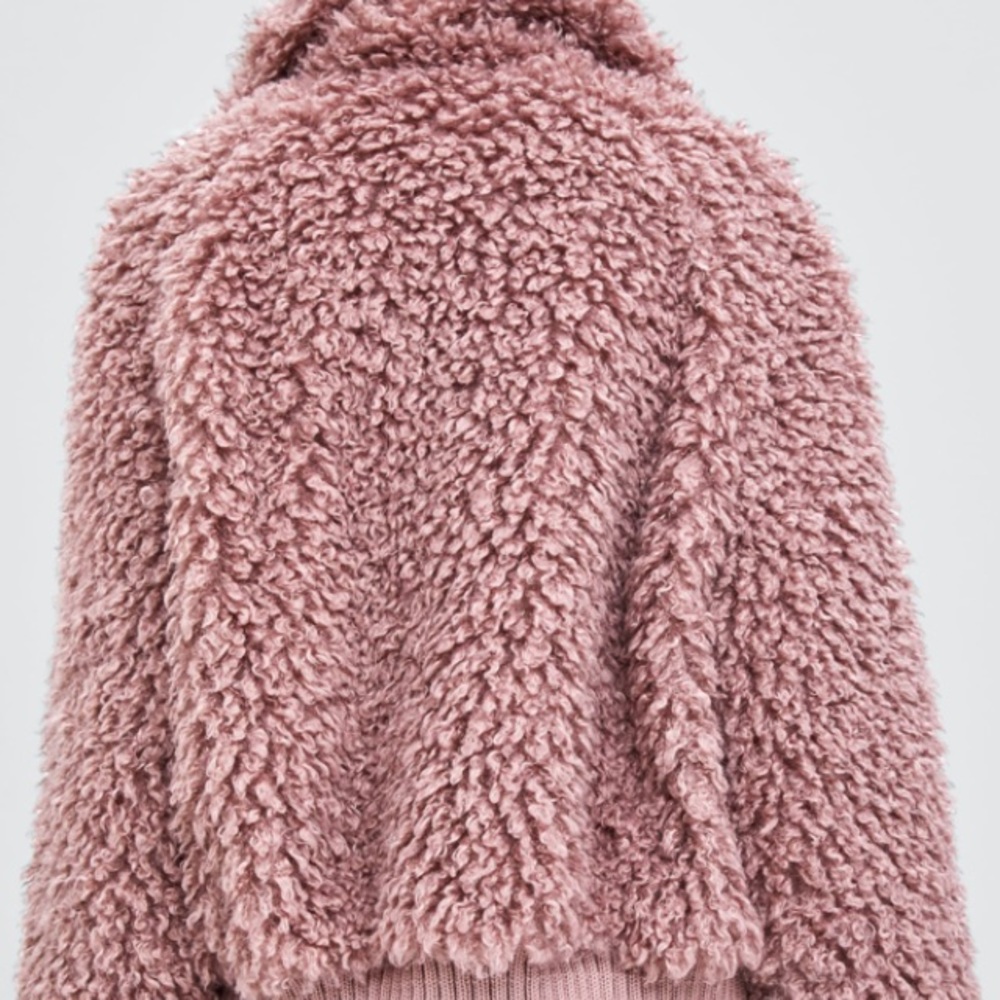 Zara pink/ lilac faux shearling bomber NWT - Picture 4 of 6